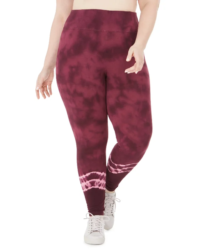 Ideology Plus Women's Tie Dyed Leggings, Red Passion, 1X Chic Smooth Fit Leggings