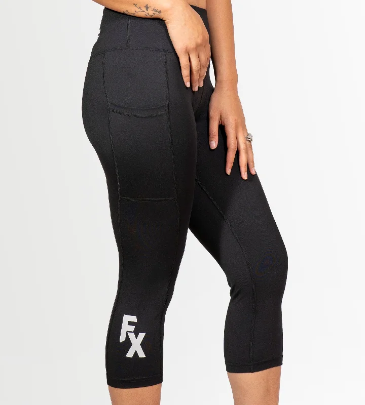 FitnessFox Black High Waisted 3/4 Leggings Trendy Sports Performance Leggings