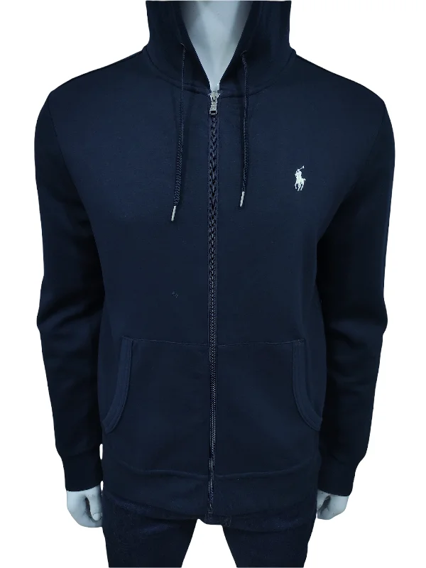 RL Performance Zipper Navy Hoodie Hoodie with Tied Waist Feminine Flattering