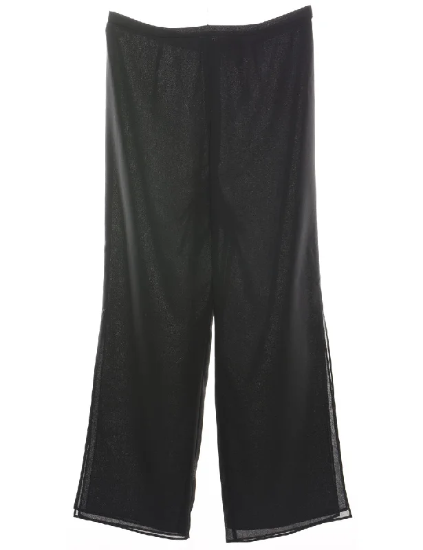 Black Wide-Leg Trousers - W33 L31 Trousers Seasonal Trendy