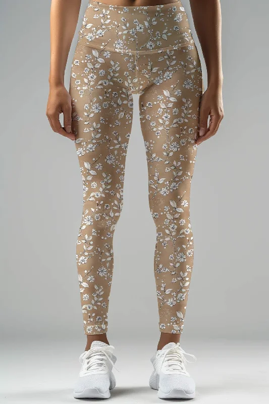 Posh Caramel Lucy Beige Printed Workout Leggings Yoga Pants - Women Trendy Cold Weather Tights Posh Caramel Lucy Beige Printed Workout Leggings Yoga Pants - Women Trendy Cold Weather Tights