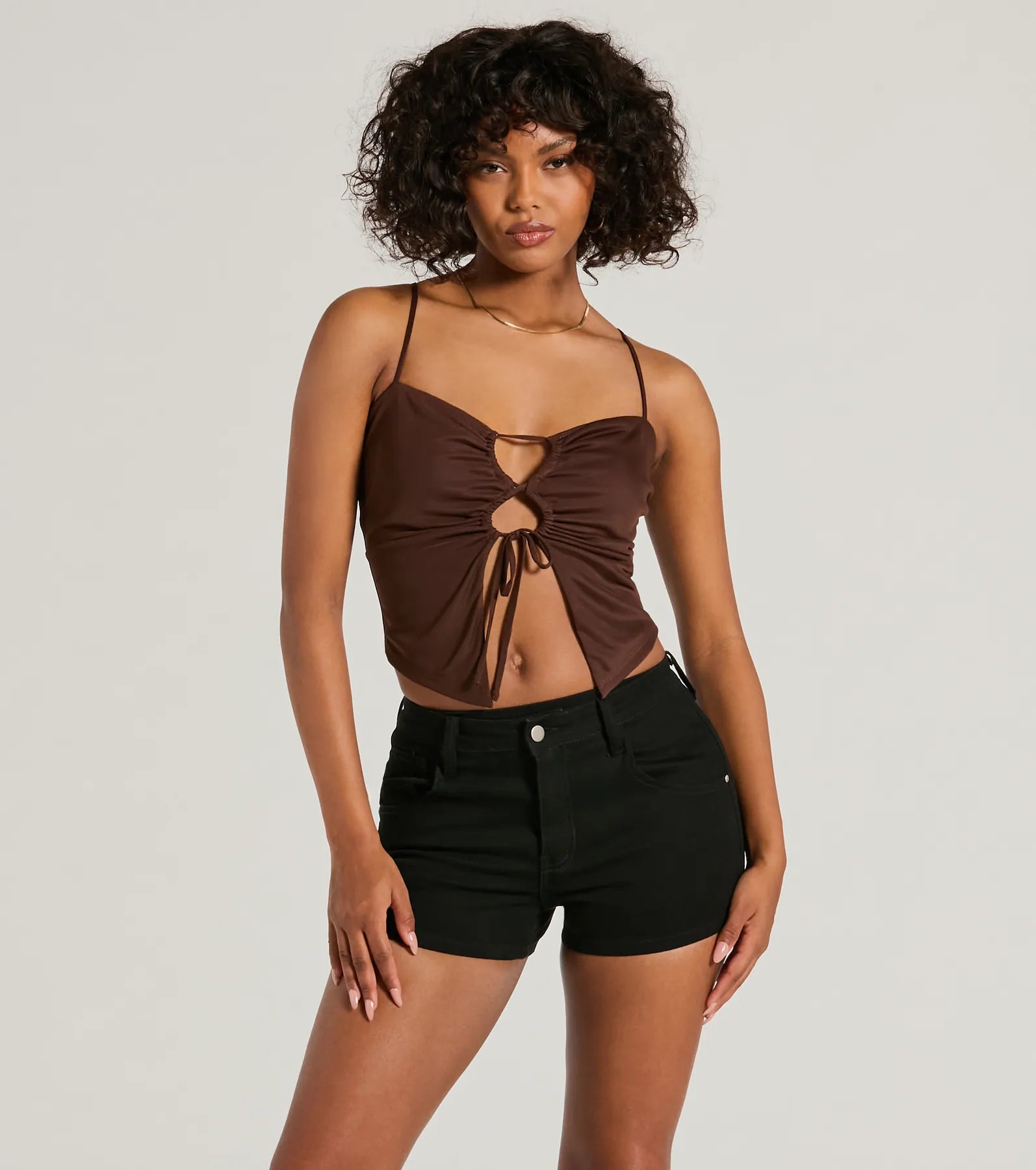 Sweet Fling Lace-Up Mesh Crop Top Handmade Hand-knitted Hand-woven