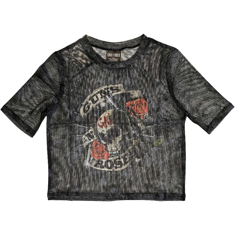 GUNS N' ROSES Crop Top for Ladies, Firepower Hooded Caped Shawl Collar