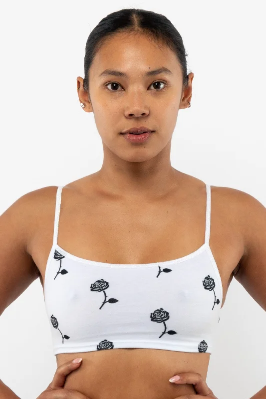 8370P - Printed Spaghetti Crop Top Boxy Fit Fitted Loose
