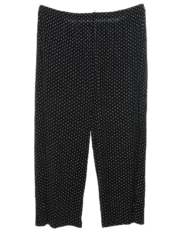 Black & White Patterned Cropped Trousers - W33 L23 Trousers Party Sparkling