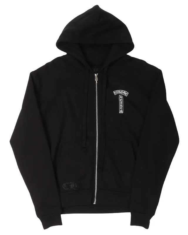 T Logo Zip Up Hoodie Hoodie with Back Slit Movement Comfort