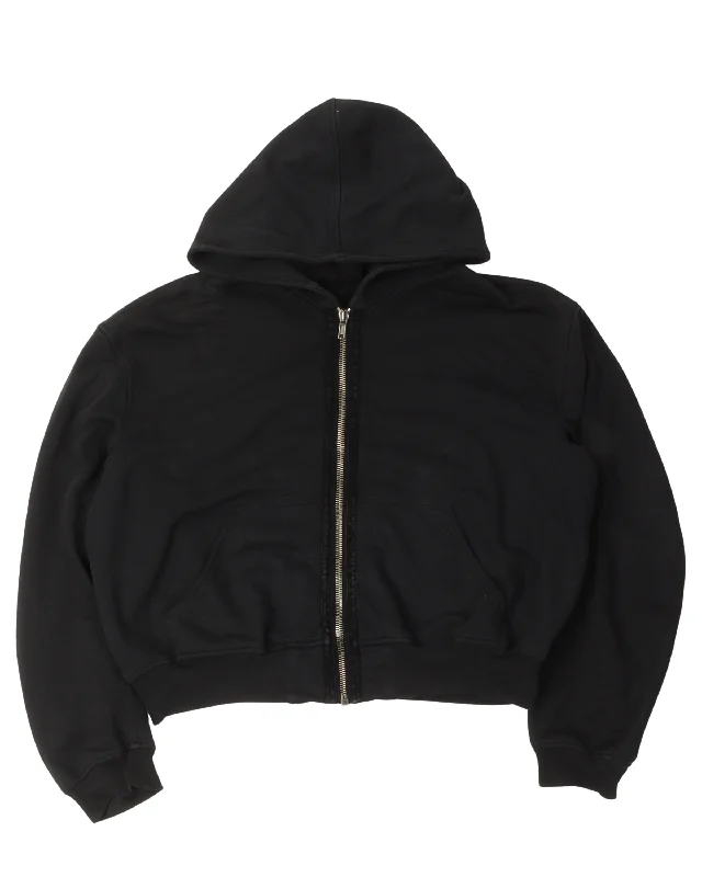 FW14 Suede Trim Zip Up Hoodie Hoodie with Applique Textured Unique