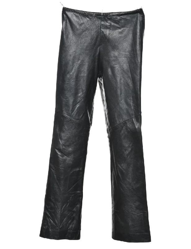 Black Classic Faux Leather Trousers - W26 L30 Trousers Exclusive Limited