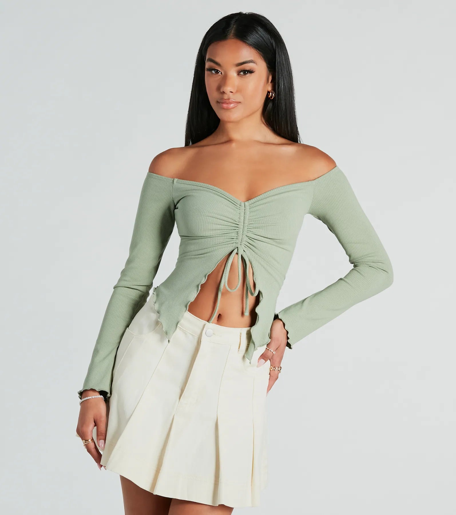 Day To Day Off-The-Shoulder Crop Top Modern Contemporary Chic