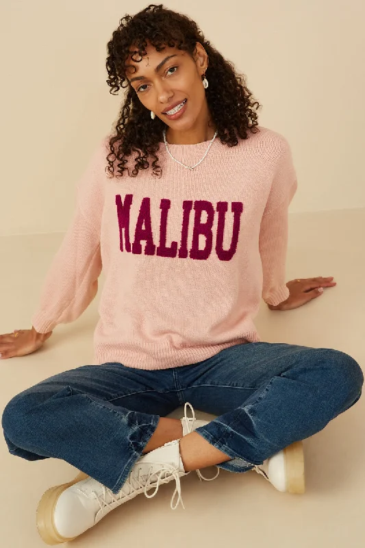 Malibu Applique Pullover Sweater Polo Neck Sweater