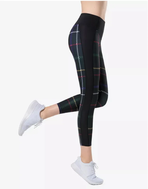 Yvette Women's High Waist Capris Active Leggings, Stripe Black, M Comfortable Slim Fit Leggings