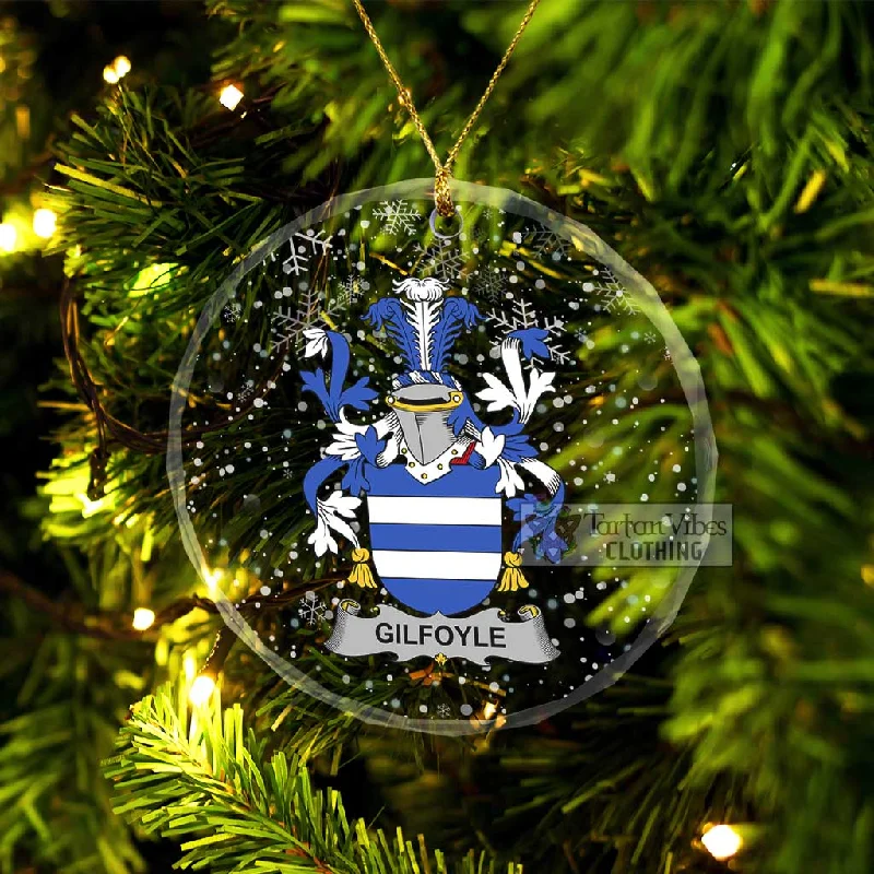 Gilfoyle Irish Clan Christmas Glass Ornament with Coat of Arms Blouse Shirt Tunic