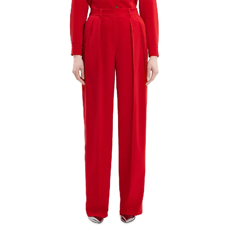 Theory Womens Pleated High-Waist Trouser Pants Trousers Fleece Cozy