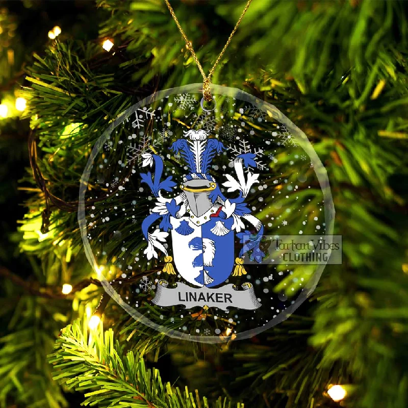 Linaker Irish Clan Christmas Glass Ornament with Coat of Arms Pleated Ruffled tiered