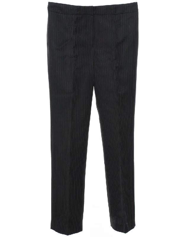 Black Classic Pinstriped Trousers - W32 L30 Trousers Recommended Stylist