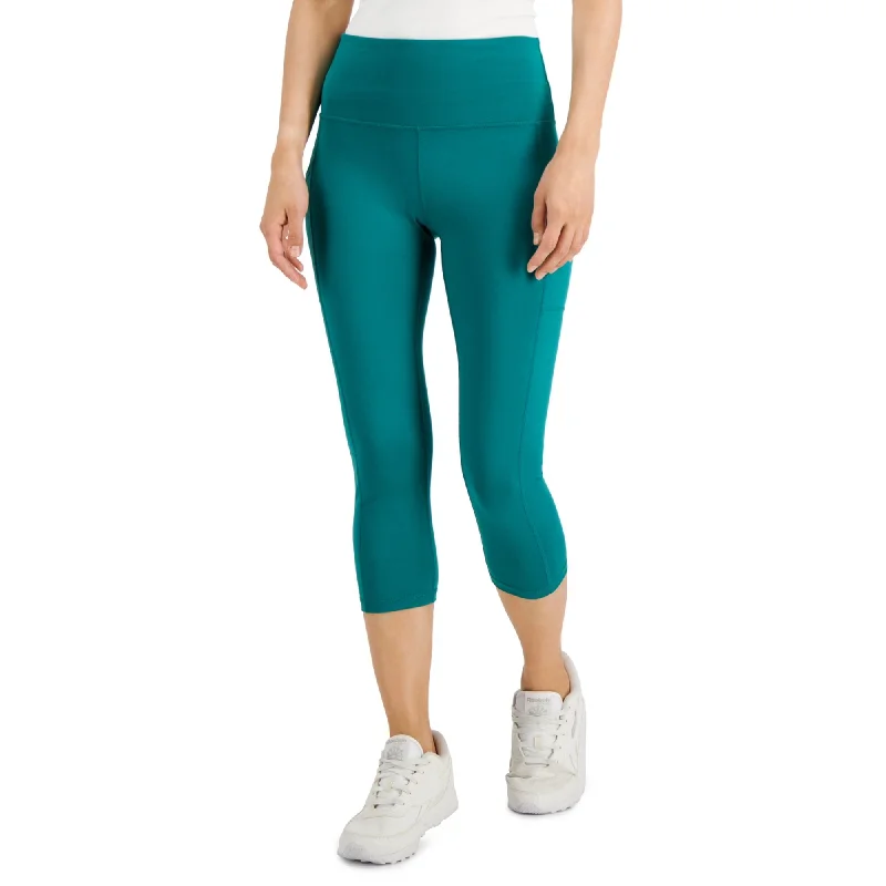 ID Ideology Women's High-Rise Cropped Leggings, Forest Rain, M Fashionable Embroidered Detail Leggings