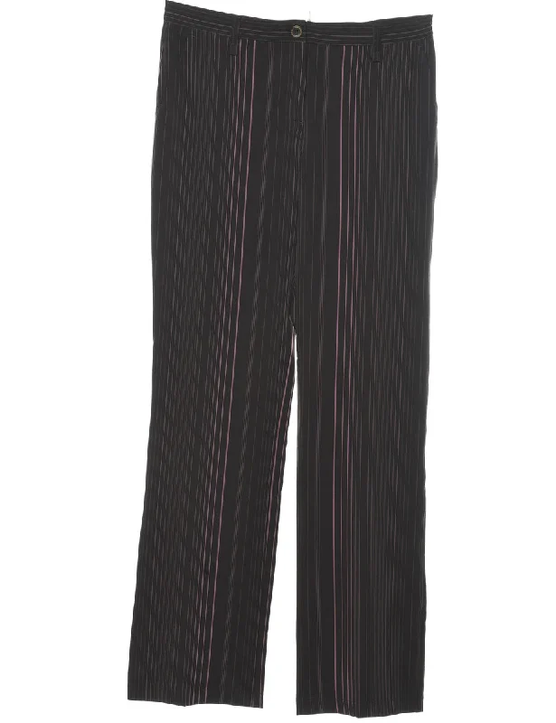 Striped Pink & Brown Y2K Trousers - W32 L33 Trousers versatile all-occasion
