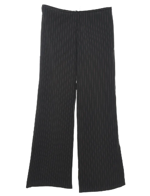 Black Pinstriped Y2K Trousers - W31 L31 Trousers Ceremony Elegant