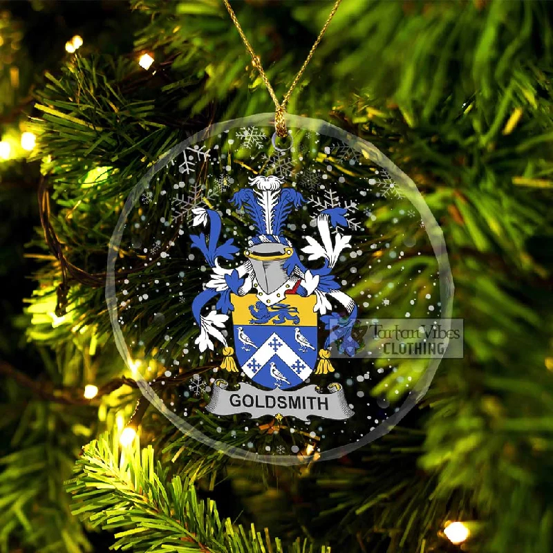 Goldsmith Irish Clan Christmas Glass Ornament with Coat of Arms Pleated Ruffled tiered