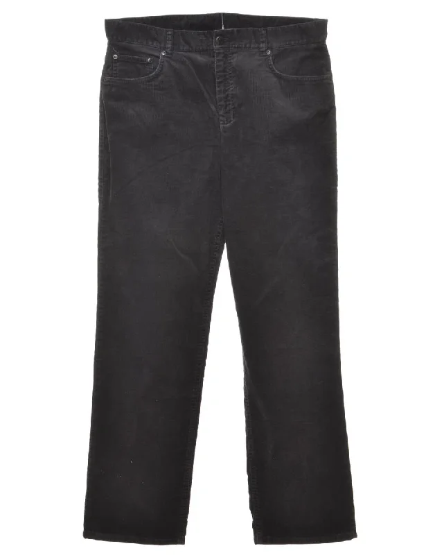 Black Classic Corduroy Trousers - W32 L33 Trousers Handmade Artisanal