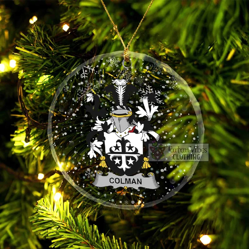 Colman Irish Clan Christmas Glass Ornament with Coat of Arms Trench Wool Cashmere