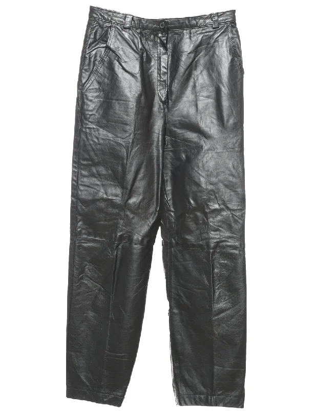 Black Leather Trousers - W26 L26 Trousers Cargo pockets