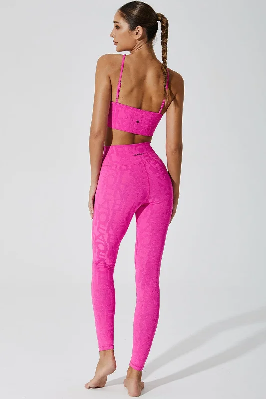 Classic Déese Fleur Legging 3D - Dark Pink Purple Fashionable Solid Color Tights