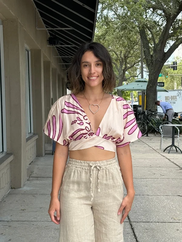 V-Neck Crop Top with Back Tie Thin Crop Top Open Front Quick Dry