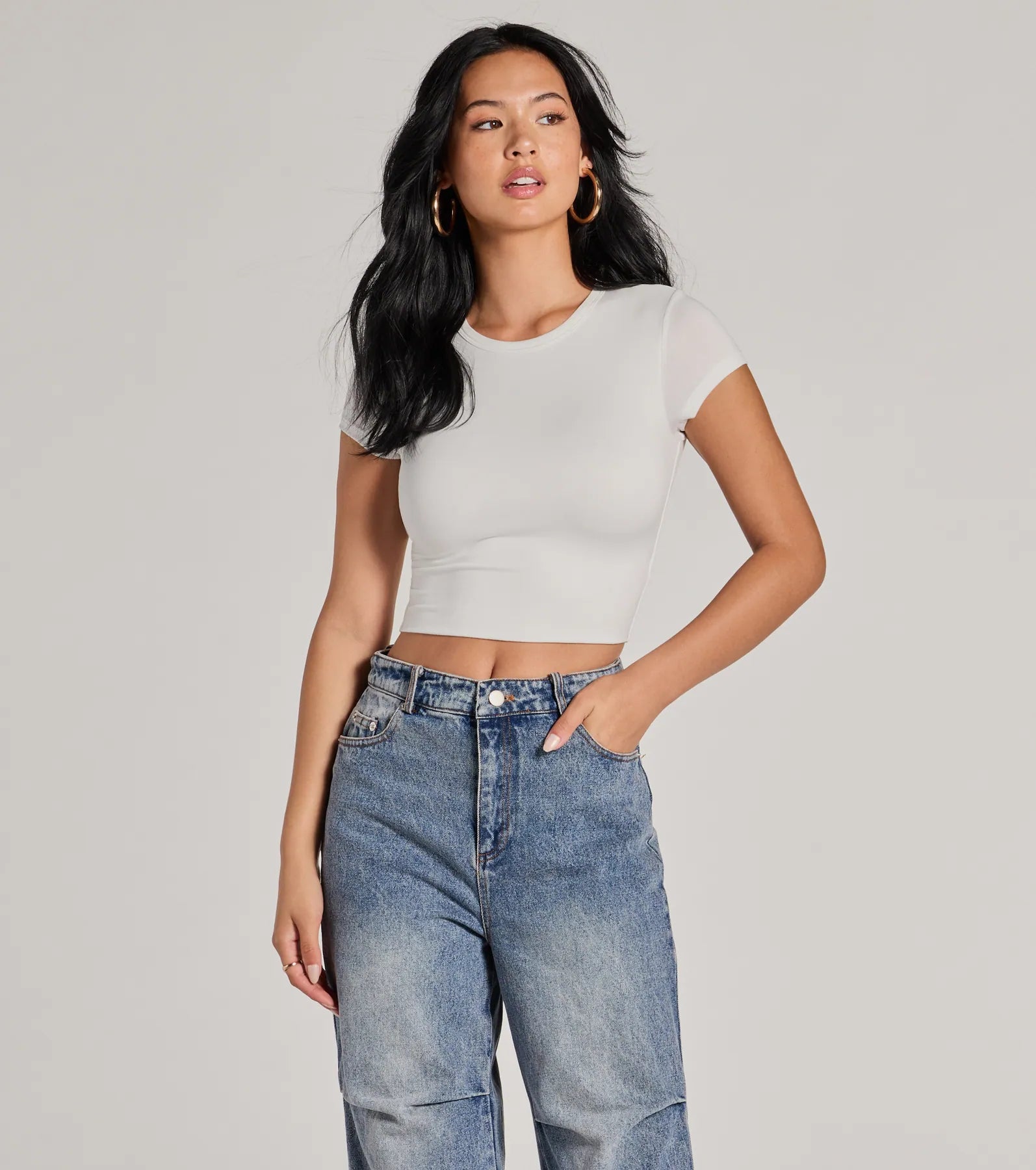 Casual Must-Have Crew Neck Crop Top Print Jacquard Patchwork