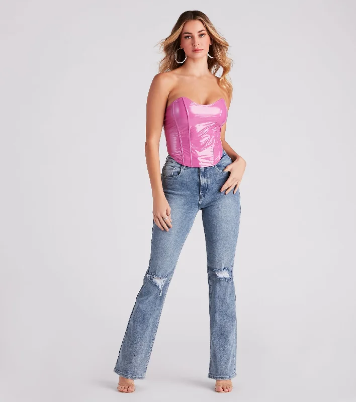 Babe Factor Latex Corset Crop Top Rayon Velvet Corduroy