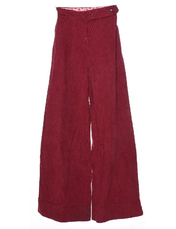 1970s Wide-Leg Corduroy Trousers - W22 L32 Trousers Denim Distressed