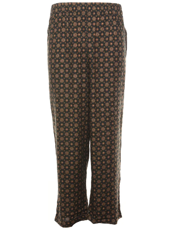 Black & Brown Patterned Printed Trousers - W24 L26 Trousers Trousers Formal