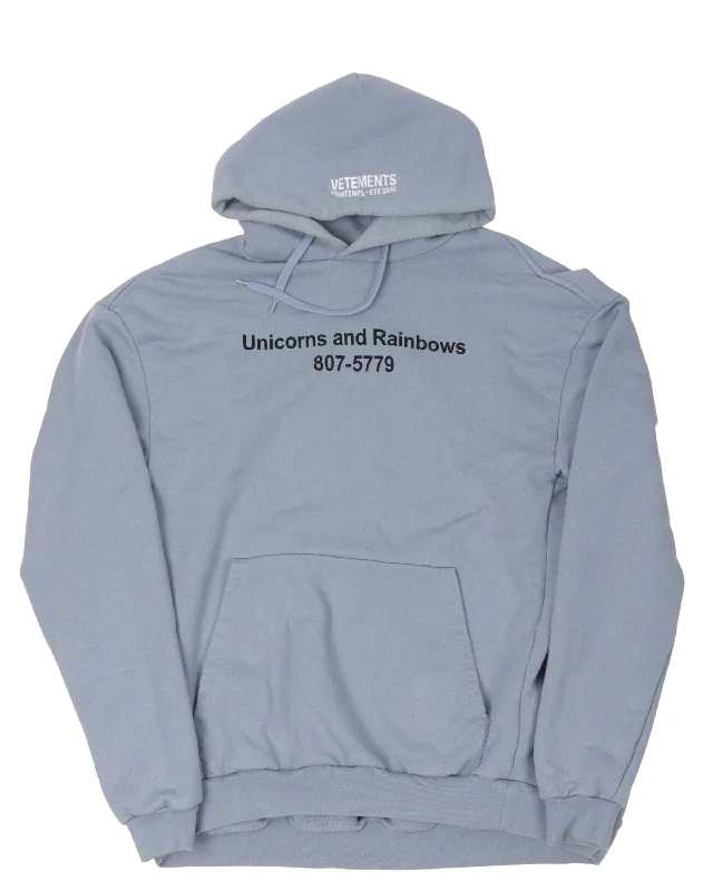 Unicorn Sweatshirt Hoodie with Side Slits Relaxed Casual