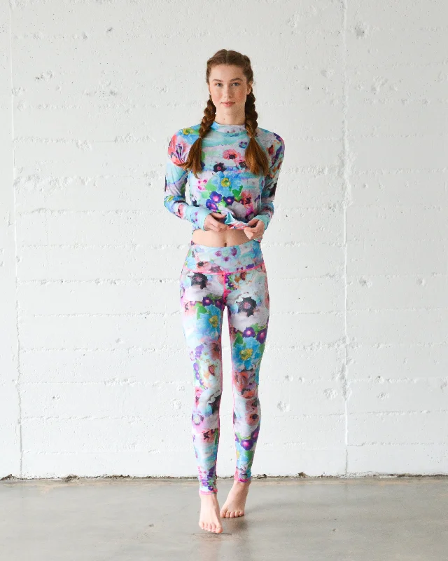 WOMEN'S SWIM LEGGINGS  - SEA POPPY BUDS Trendy Ombre Effect Leggings