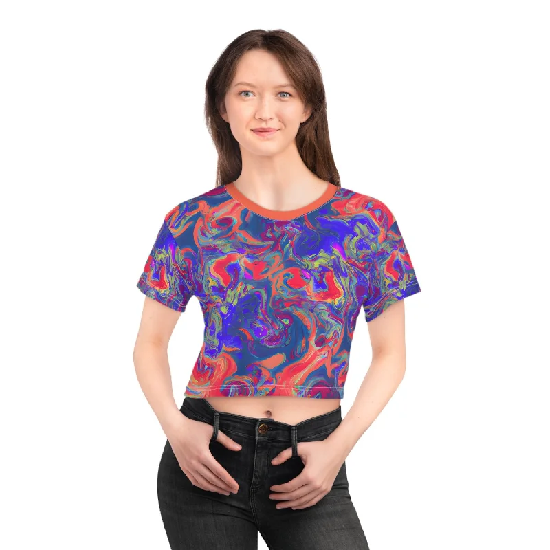 Pastel Dream Crop Top Tee Houndstooth Herringbone Solid