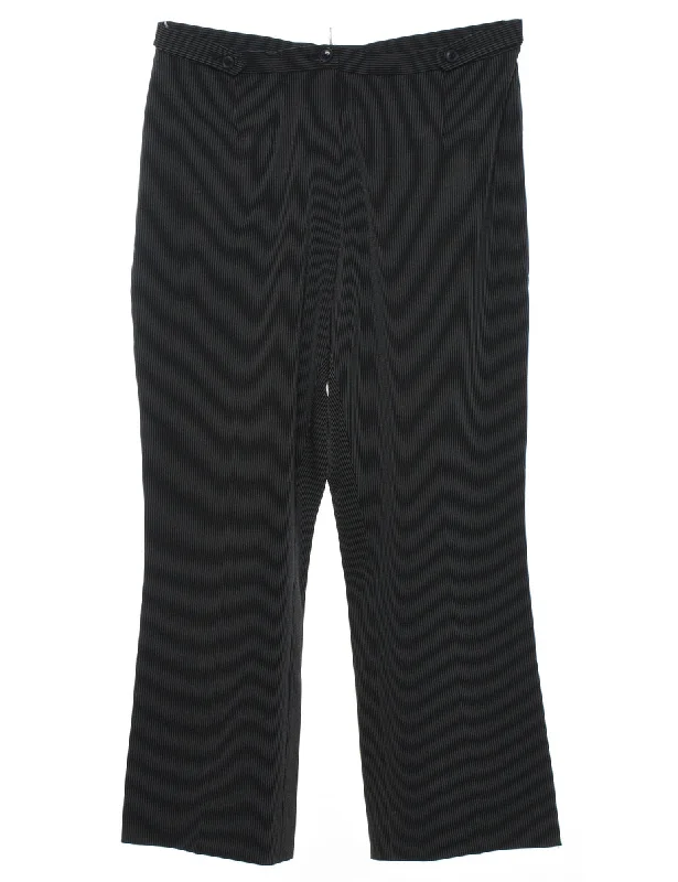 Black Pinstriped Trousers - W30 L27 Trousers Gym Athletic