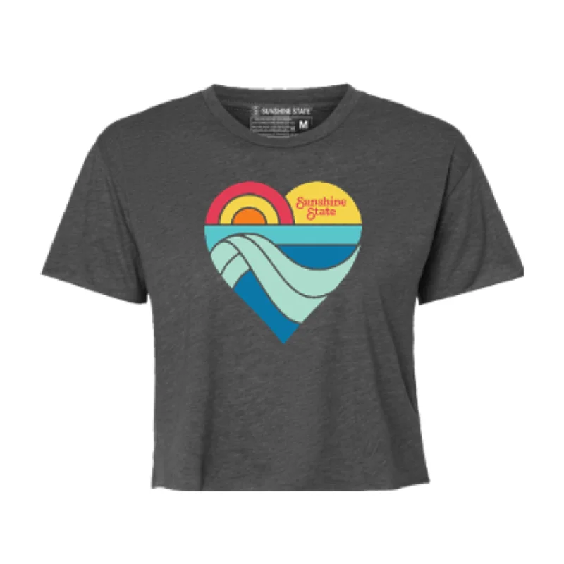 HEART CROP TOP - DARK HEATHER GREY Satin Blend Silk Blend Wool Blend