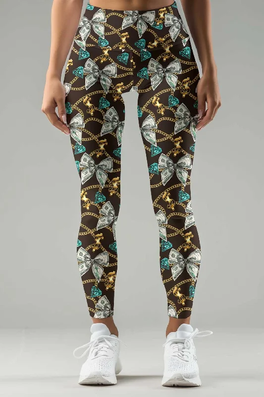 Old Money Lucy Brown Dollar Diamond Print Leggings Yoga Pants - Women Fashionable Ribbed Knit Leggings Old Money Lucy Brown Dollar Diamond Print Leggings Yoga Pants - Women Fashionable Ribbed Knit Leggings