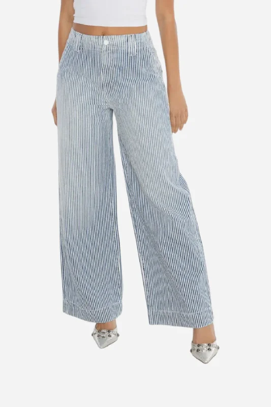 Rudes Denim The Rosalie Trouser in High Tide Trousers Running Lightweight