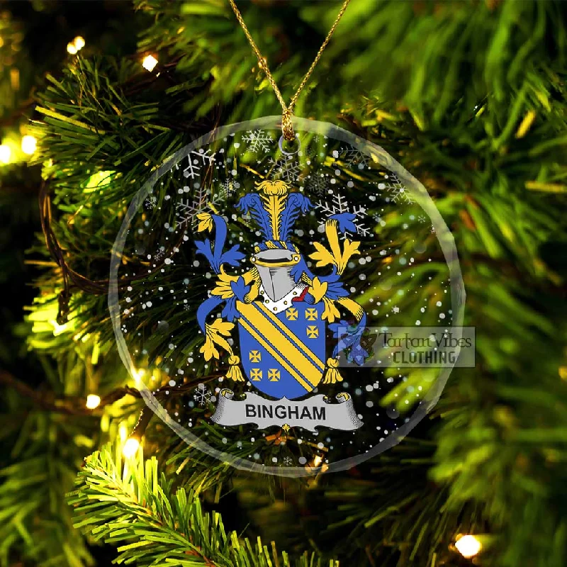 Bingham Irish Clan Christmas Glass Ornament with Coat of Arms Solid Print Jacquard