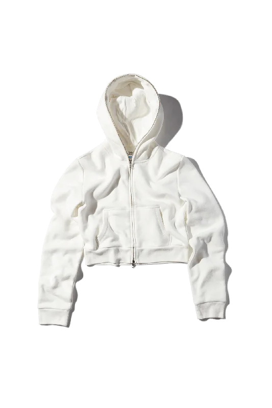 Ready to Dye Cropped Full Zip Body Bag Hoodie Hoodie with Hem Patch Decorative Personalized
