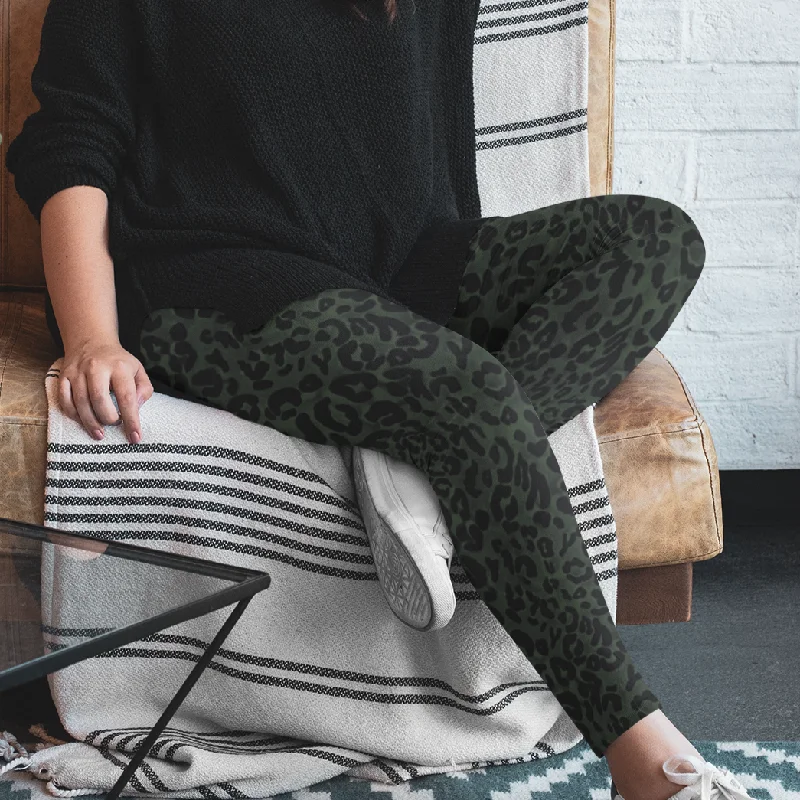 Forest Leopard Leggings with Pockets Comfortable Workout Fitness Leggings