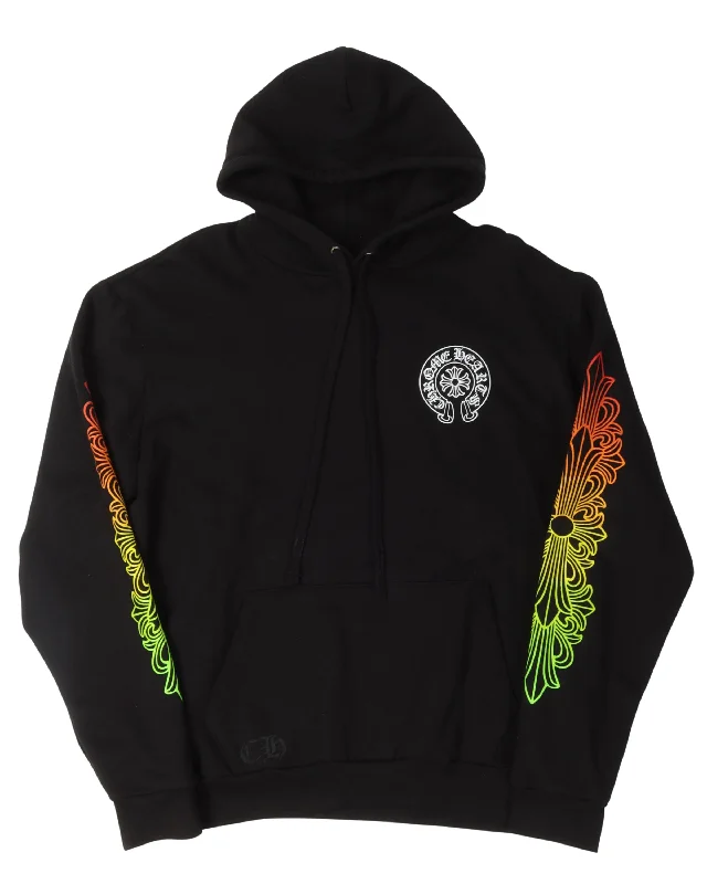 Gradient Floral Circle Hoodie Hoodie with Ribbed Hem Stretchable Secure