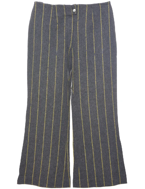 Boot Cut Striped Pattern Trousers - W30 L25 Trousers practical durable