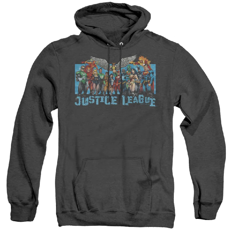 Justice League League Lineup - Heather Pullover Hoodie Slit Sleeve Stylish