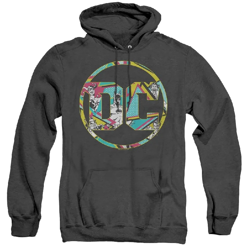 Dc Batman 80S Bat Logo - Heather Pullover Hoodie Open Front Cardigan