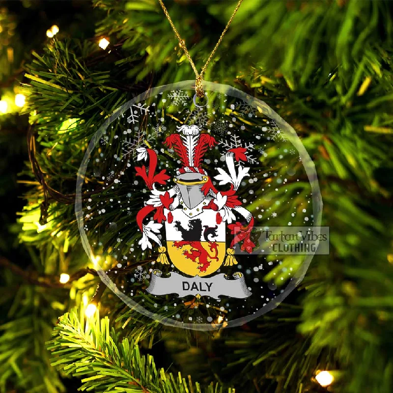 Daly Irish Clan Christmas Glass Ornament with Coat of Arms Solid Print Jacquard