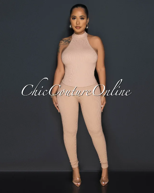 Charnelle Nude Mock Top & Leggings Ribbed Sculpting Set Classic Solid Color Leggings Charnelle Nude Mock Top & Leggings Ribbed Sculpting Set Classic Solid Color Leggings