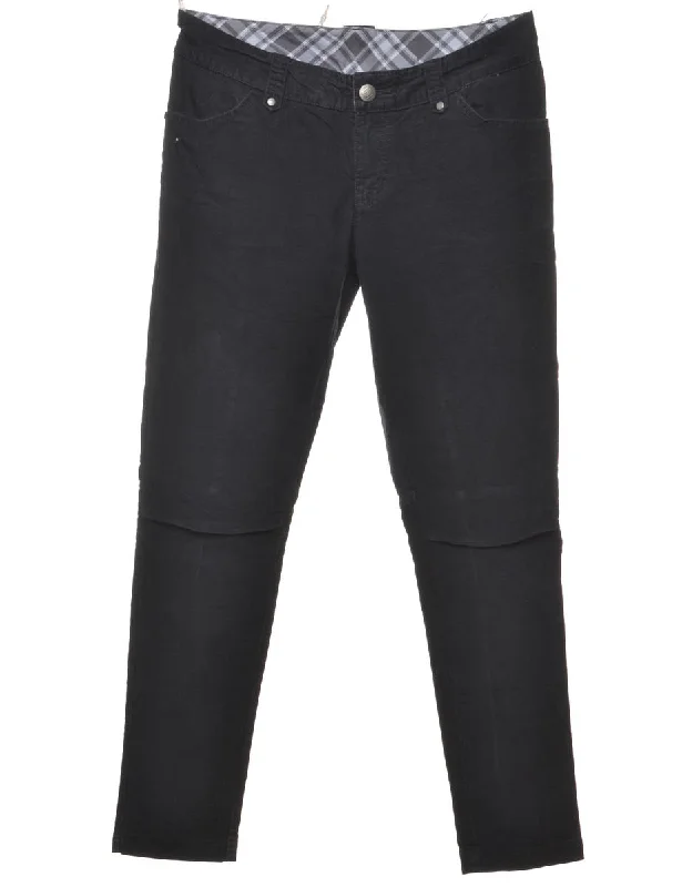 Black Corduroy Trousers - W32 L26 Trousers practical easy-care