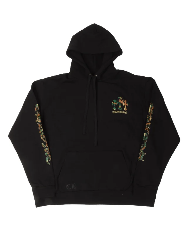 Camouflage Cemetery Cross Pullover Hoodie Hoodie with Magnetic Closure Innovative Modern